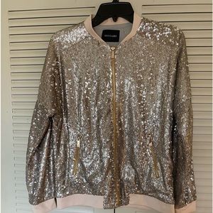 Sparkly varsity style jacket